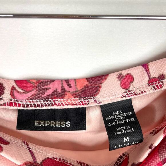 Express Pink Floral Flutter Midi Skirt M/L - Picture 5 of 7